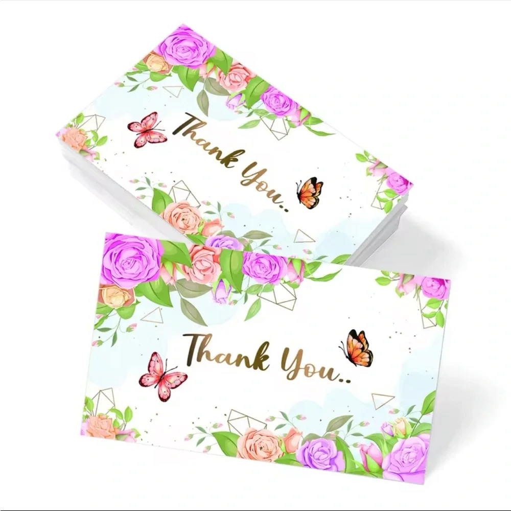 50pcs/Pack Thank You For Your Order Cards,Floral
